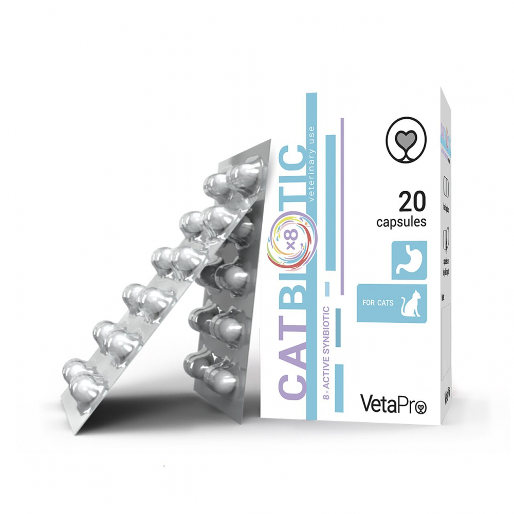 VETAPRO CATBIOTIC 20CAPS/CUT SUPORT DIGESTIV PISICI [1]