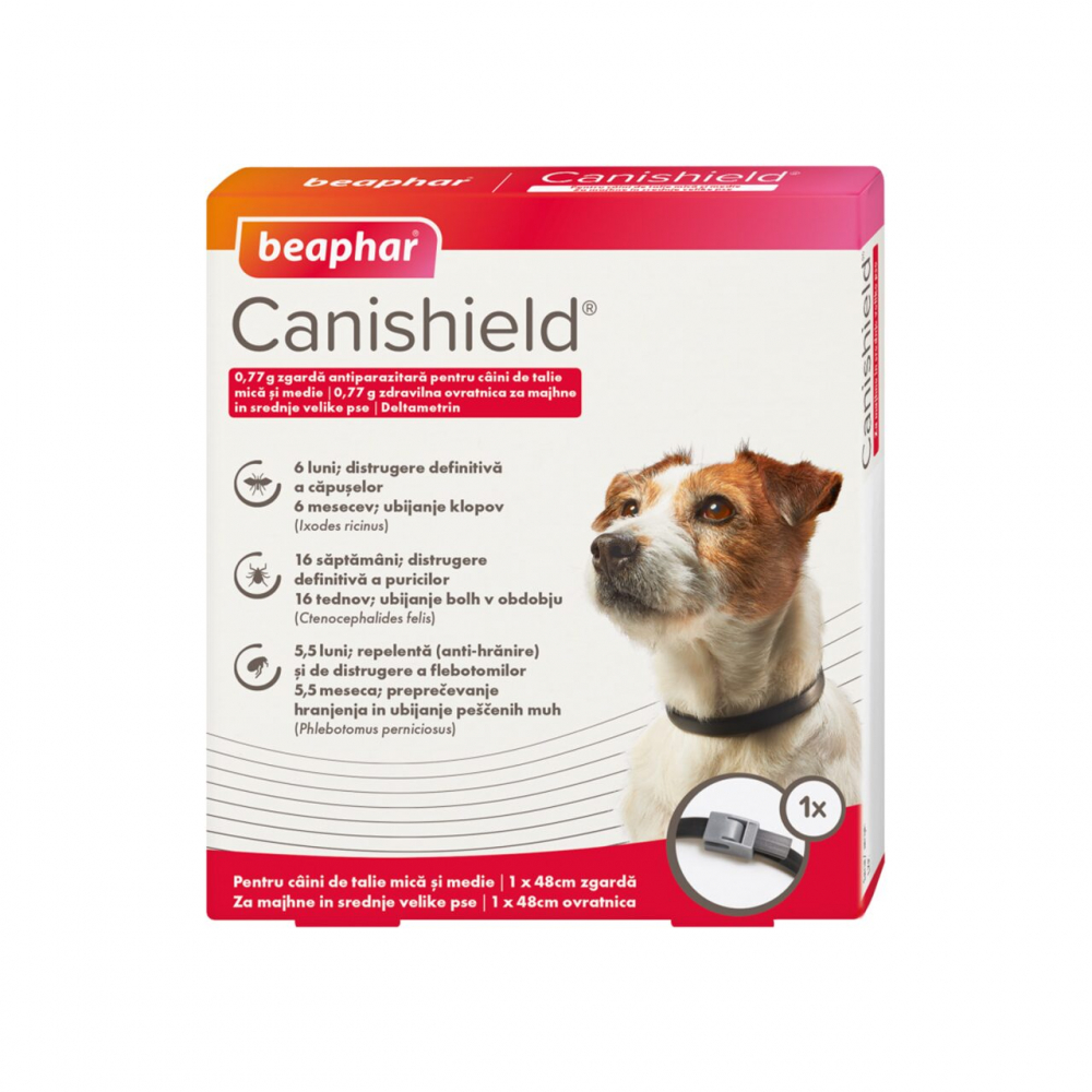 ZAGRDA ANTIPARAZITARA PENTRU CAINI CANISHIELD S/M BEAPHAR 48CM [1]