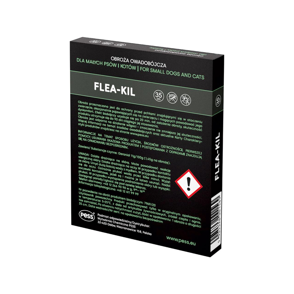 ZGARDA ANTIPARAZITARA (GRI) CU GERANIOL CAINI TALIE MICA SI PISICI FLEA-KILL 35CM [2]