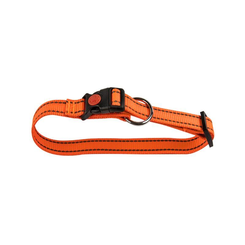 ZGARDA NYLON PENTRU CAINI ORANGE REFLECTORIZANT CLICK 25MM*45-70CM [1]