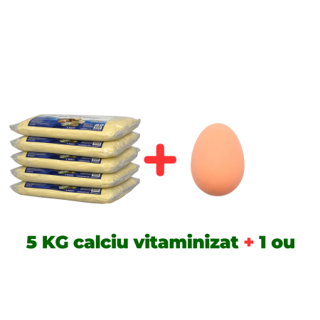 Pachete - 5 KG Calciu furajer vitaminizat + Ou fals de găină
