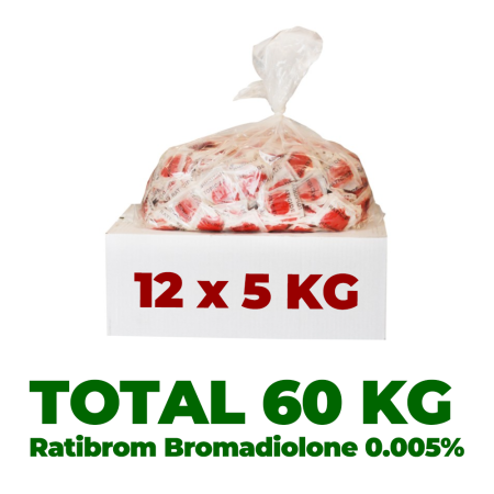 B2B - 60 KG raticid pentru șobolani și șoareci pastă Ratibrom bromadiolone 50 ppm