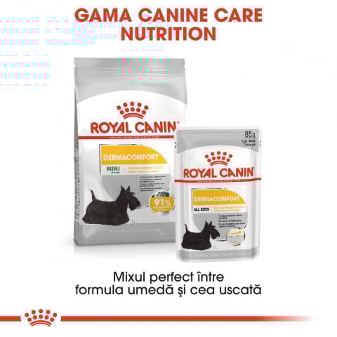 Royal Canin Dermacomfort Adult hrana umeda caine, prevenirea iritatiilor pielii (pate), 85 g [5]