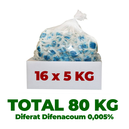 B2B - 80 KG raticid pentru șobolani și șoareci plicuri pastă Diferat, difenacoum 50 ppm (0,005%)