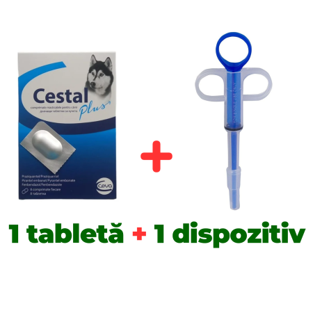 Pachete - Deparazitare internă câini, Cestal Plus 1 tabletă + Dispozitiv administrat capsule