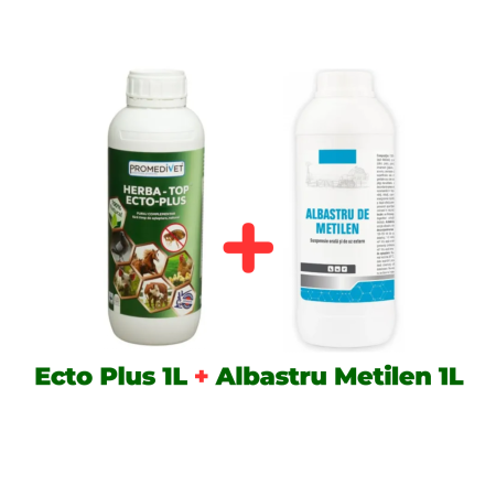 Antiparazitare păsări - Antiparazitar extern pentru păsări Herba-Top Ecto-Plus 1 L + Albastru de metilen 1 litru