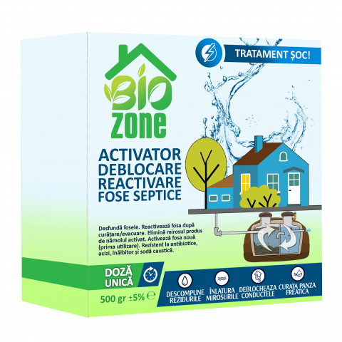 Fose septice - Activator deblocare reactivare fose septice Biozone 500gr