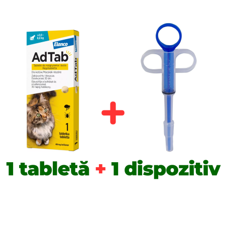 Pachete - Antiparazitar extern pentru pisici AdTab 2-8 KG + Dispozitiv administrat capsule