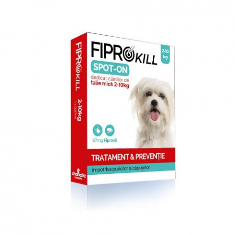 ANTIPARAZITAR EXTERN (PURICI, CAPUSE), 3 PIPETE CAINI 2-10KG FIPROKILL, 67MG