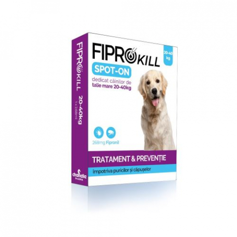 ANTIPARAZITAR EXTERN (PURICI, CAPUSE), 3 PIPETE CAINI 20-40KG FIPROKILL, 268MG