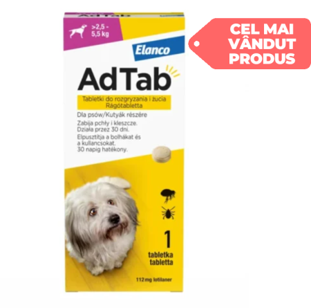 Antiparazitare externe câini - Antiparazitar extern AdTab pentru câini 2.5-5 KG