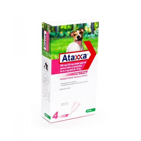 Farmacie veterinara - ANTIPARAZITAR EXTERN PENTRU CAINI ATAXXA 100 (4-10 KG)*4 PIPx1,0 ML