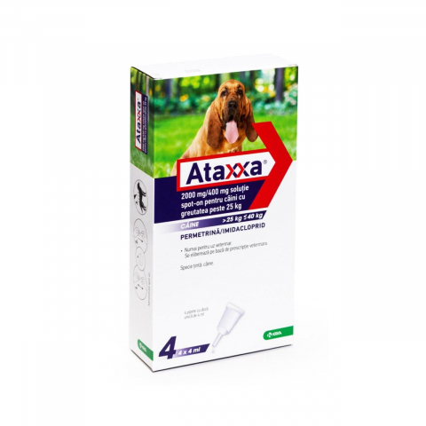 Farmacie veterinara - ANTIPARAZITAR EXTERN PENTRU CAINI ATAXXA 400 (PESTE 25 KG)*4 PIPx4,0 ML