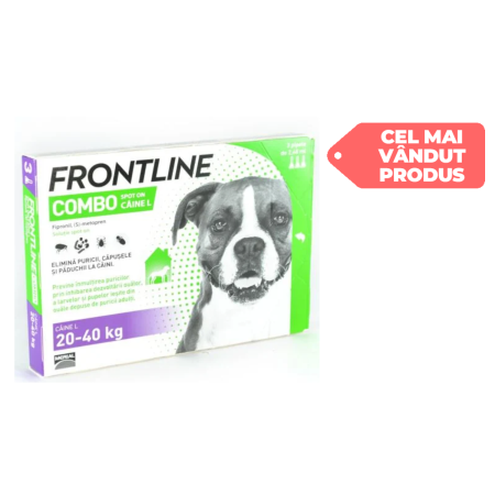 Farmacie veterinară - Antiparazitar extern pentru câini Frontline Combo 20-40 KG (cutie x 3 pipete)