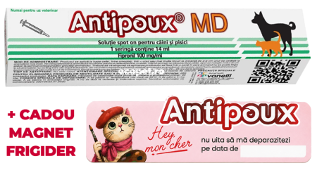 Antiparazitare externe câini - Antiparazitar extern, purici, capuse, pentru caini si pisici, Antipoux MD 14 ml