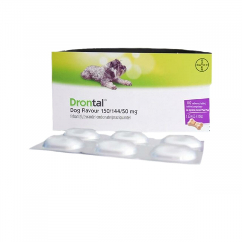 Antiparazitare interne caini - ANTIPARAZITAR INTERN PENTRU CAINI DRONTAL DOG FLAVOUR 150/144/50 MG 17*6TB