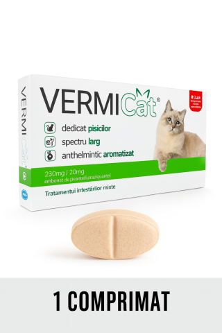 Farmacie veterinara - ANTIPARAZITAR INTERN PENTRU PISICI VERMICAT pret/1tableta
