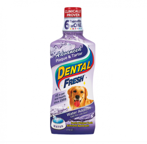 Igiena orala pisici - Apa de gura pentru caini si pisici Dental Fresh, Placa si Tartru, 237 ml
