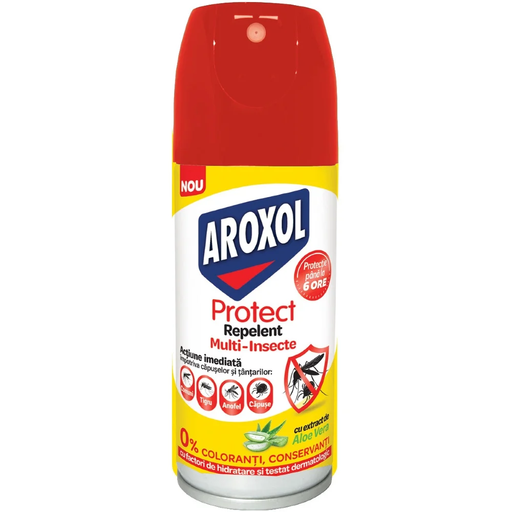 Insecticide pentru casă și fermă - Spray repelent (pentru piele) muște, țânțari, capuse Aroxol Protect, 100 ml, miros placut