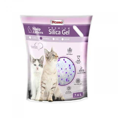 Asternut igienic - Asternut igienic pentru pisici Silica Gel Figaro 3,8L cu lavanda