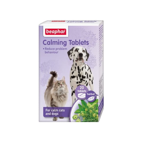 Educare caini - Beaphar Calming Tablets pentru Câini și Pisici, 20 Comprimate – Supliment Natural pentru Reducerea Stresului