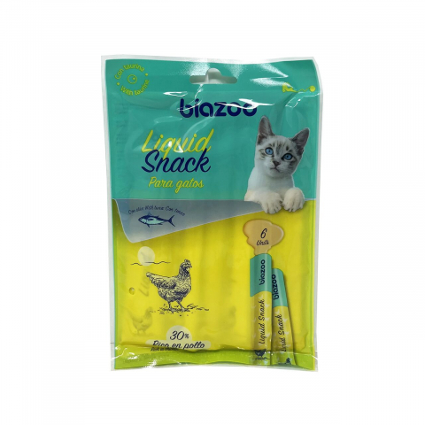 Pisici - BIOZOO RECOMPENSE PENTRU PISICI SNACK LICHID CU PUI SI TON 6BUC 90G