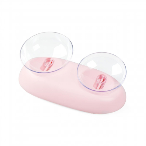 Castroane si boluri pisici - BOL DUBLU FIDA CU UNGHI AJUSTABIL PINK 330 ML