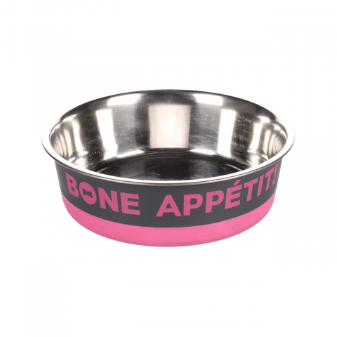 Caini - CASTRON PENTRU CAINI DIN INOX BONE APPETIT FUCHSIA 17CMx900ML