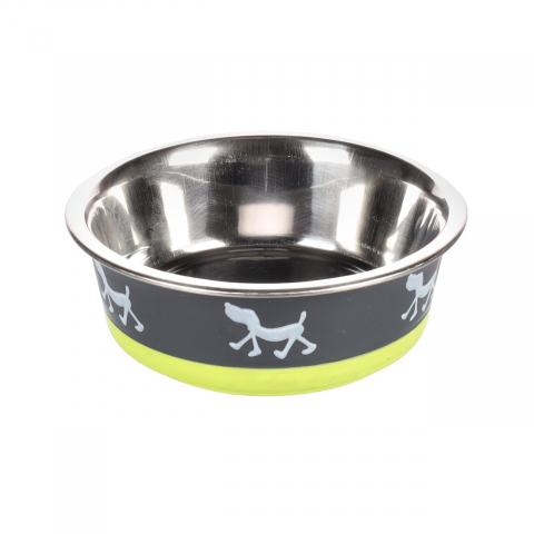 Caini - CASTRON PENTRU CAINI DIN INOX GREY/LIME FLAMINGO 21.5CMx1700ML