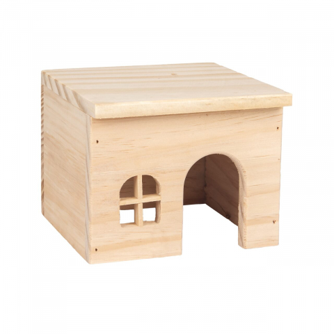 Accesorii custi rozatoare - CASUTA DIN LEMN PENTRU HAMSTERI MODY S FLAMINGO 15x14x11.5CM