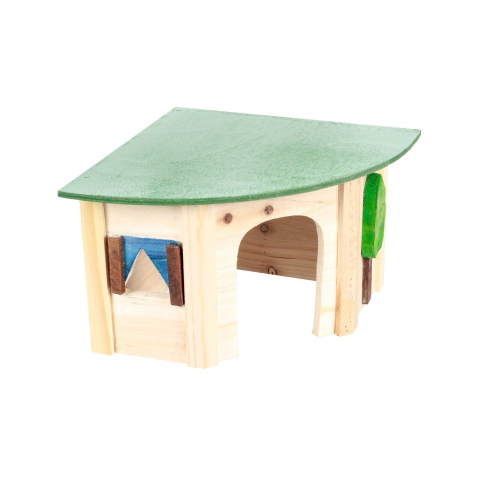 Accesorii custi rozatoare - CASUTA DIN LEMN PENTRU ROZATOARE FLAMINGO ECCO CORNER