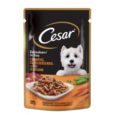Hrana umeda caini - Cesar plic cu Vita si Legume, Pui si Legume  100g