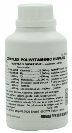Suplimente și vitamine păsări - Complex polivitaminic Buvabil 100 ml