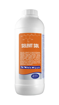 Suplimente și vitamine păsări și găini - Complex vitamine și minerale pentru păsări Selevit Sol 1L
