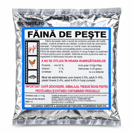 Concentrate pasari si animale - Concentrat proteic animale, făină de pește min. 52% proteină, 1 KG