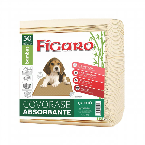 Covorase caini - COVOR ABSORBANT PENTRU CAINI FIGARO BAMBUS 60x60CM (50BUC/BAX)