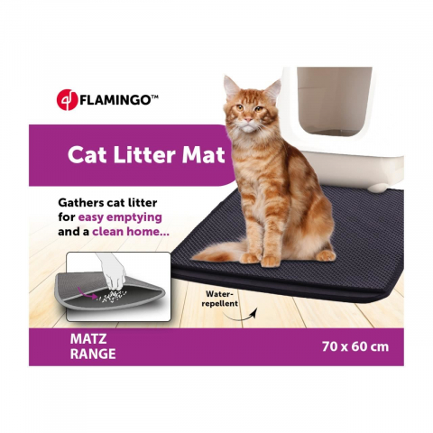 Litiere pisici - Covoras colector de nisip pentru litiera pisicii, negru, 70 X 60cm