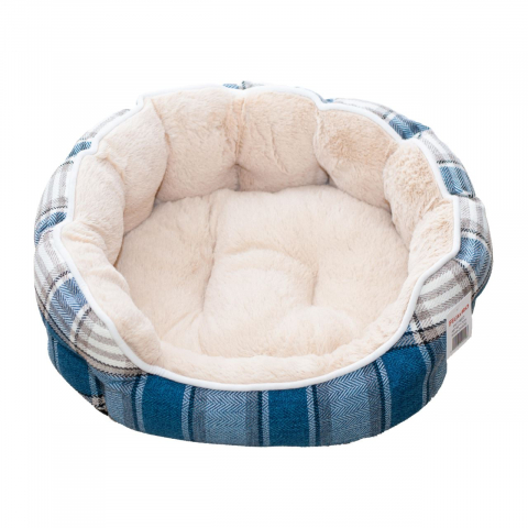 Pisici - CULCUS PENTRU CAINI SI PISICI PANZA/PLUSH CAROURI-BEJ 53 X 47 X 18 CM/ 9349-2002D