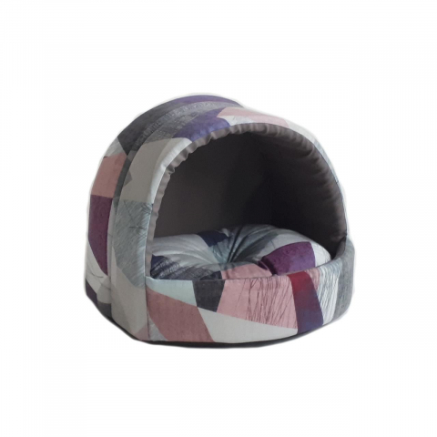 Culcusuri si saltele pisici - CULCUS TEXTIL PENTRU CAINI SI PISICI MIRA GEO VIOLA 35x42x35 CM