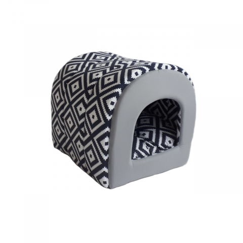Culcusuri si saltele caini - CULCUS TEXTIL PENTRU CAINI SI PISICI TUNEL BLACK-WHITE 42x38x38/60005912