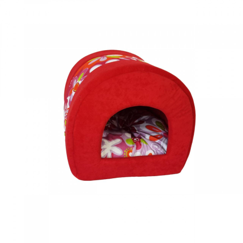 Culcusuri si saltele caini - CULCUS TEXTIL PENTRU CAINI SI PISICI TUNEL RED 42x38x38 CM
