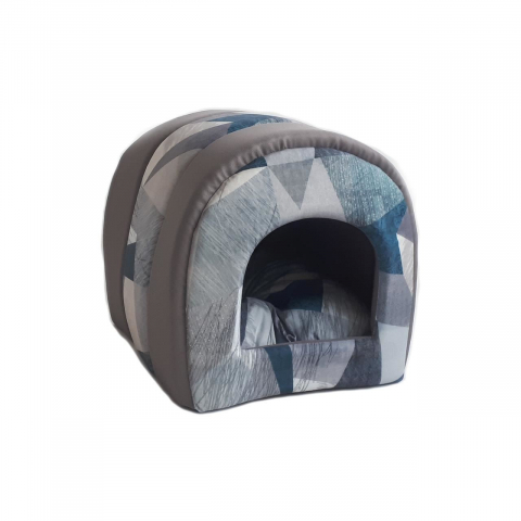 Culcusuri si saltele pisici - CULCUS TEXTIL PENTRU CAINI SI PISICI TUNEL TAU GEO BLUE 42x38x38 CM