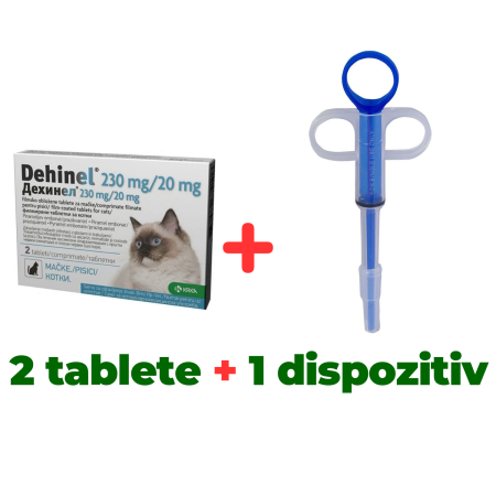 Pachete - Deparazitare internă pisici Dehinel 230 mg 2 tablete + Dispozitiv administrat capsule