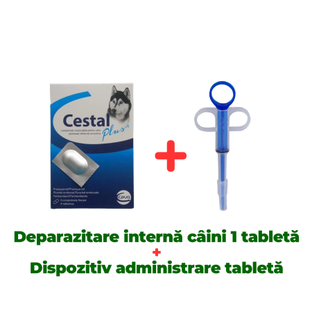 Pachete - Deparazitare internă câini, Cestal Plus 1 tabletă + Dispozitiv administrat capsule