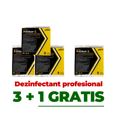 Pachete - 3+1 GRATIS - dezinfectant profesional pulbere Virkon S 50 gr