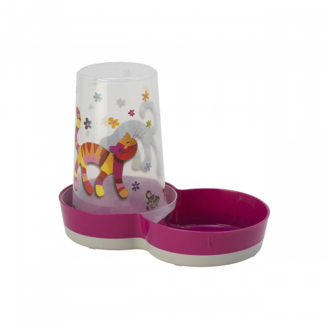 Castroane si boluri pisici - DISPENSER AUTOMAT HRANA SI APA PENTRU PISICI FRIENDS FOREVER PINK 1,5L