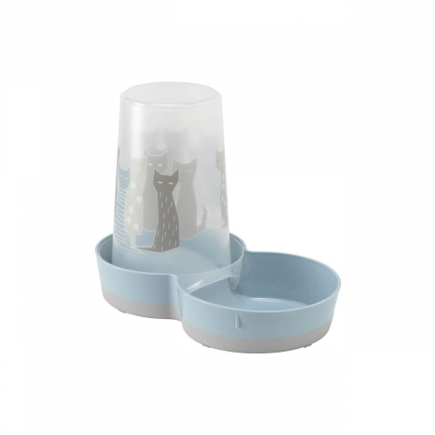 Castroane si boluri pisici - DISPENSER AUTOMAT HRANA SI APA PENTRU PISICI MAASAI GREY/BLUE FLAMINGO 1.5L