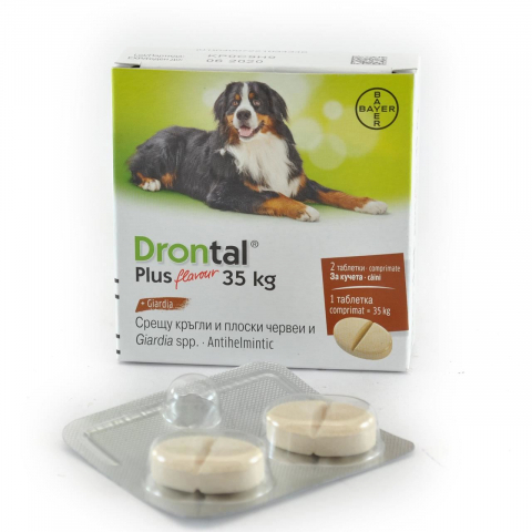 Antiparazitare interne caini - Antiparazitar intern caini mari, DRONTAL PLUS FLAVOUR >35KG 2TB