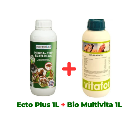 Antiparazitare păsări - Antiparazitar extern pentru păsări Herba-Top Ecto-Plus 1 L + Complex vitamine și minerale pentru păsări Bio Multivita, 1 Litru