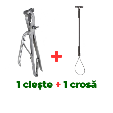 Pachete - Clește Reimers, castrare vieri, armăsari + Crosă contenție porcine 60 cm
